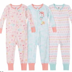 Kids Headquarters Baby 3-pack Cotton Sleepers, Light Blue, 3T
